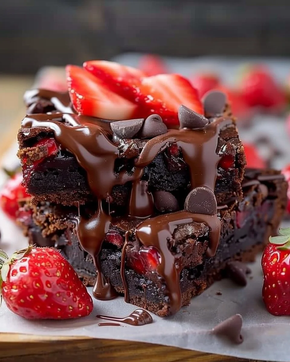 Chocolate Covered Strawberry Brownies