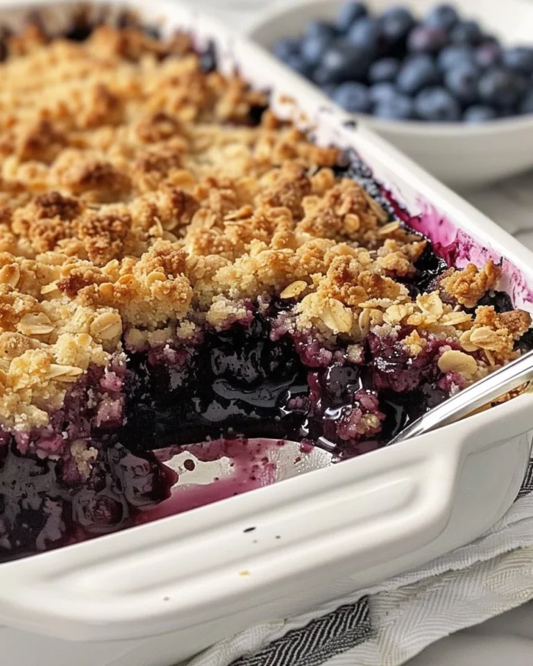 Delicious homemade blueberry crisp with a crunchy oat topping
