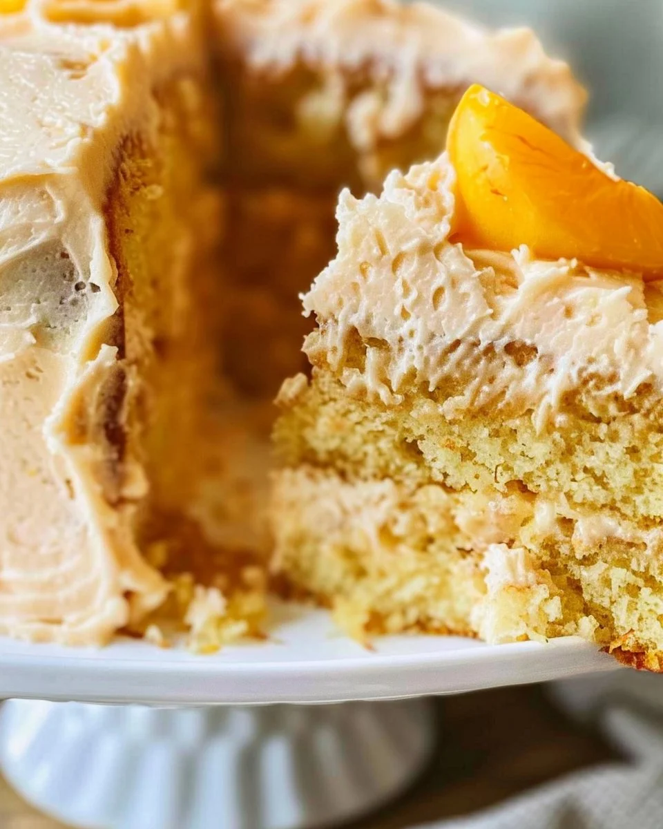 Peach Cake with Brown Sugar Frosting