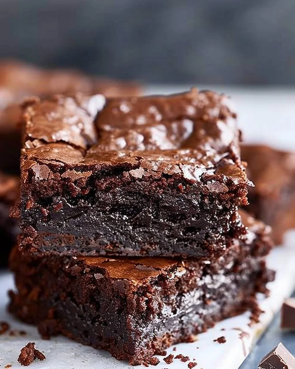 Fudgiest brownies ready to be enjoyed, showcasing rich chocolate texture.