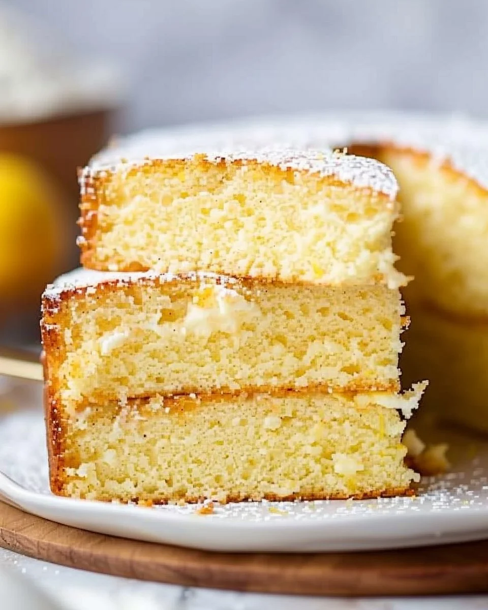 Delicious lemon ricotta pound cake served with a slice cut out