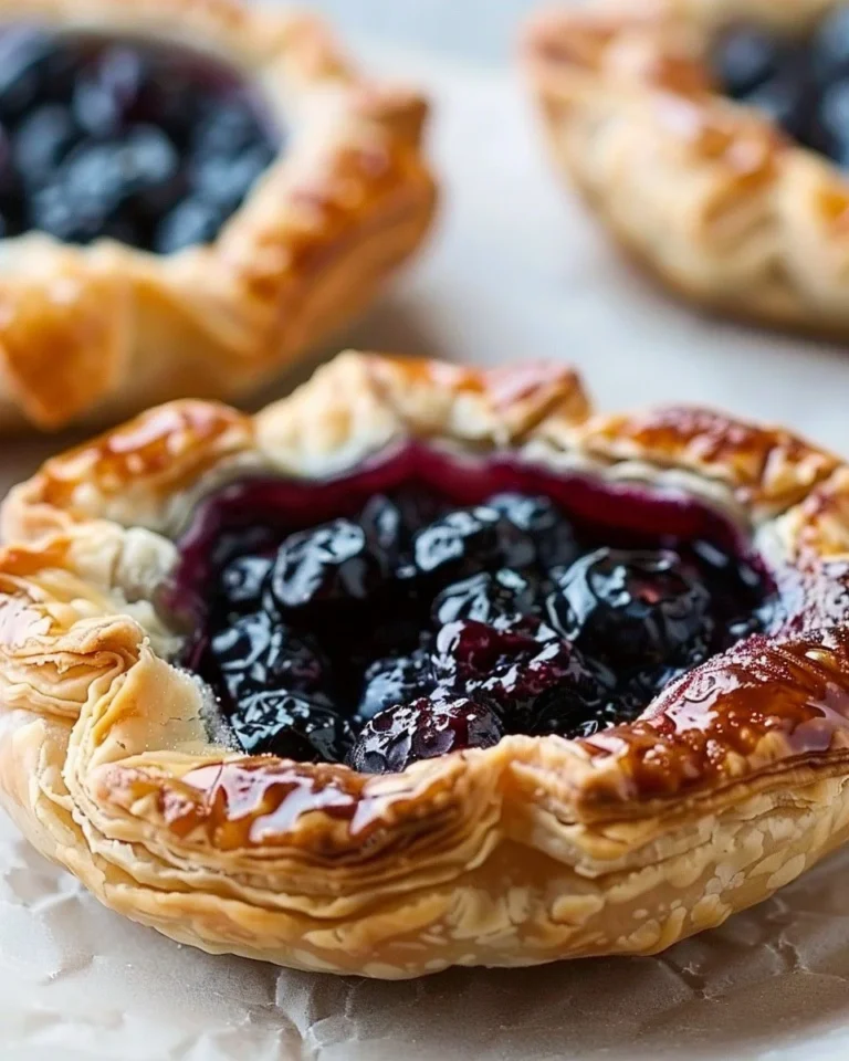 Mini blueberry galettes baked to perfection with fresh blueberries