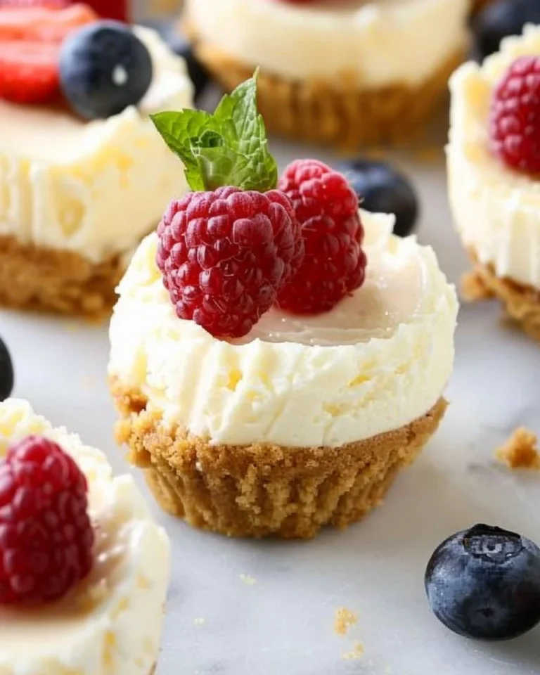 Delicious mini cheesecakes displayed on a platter