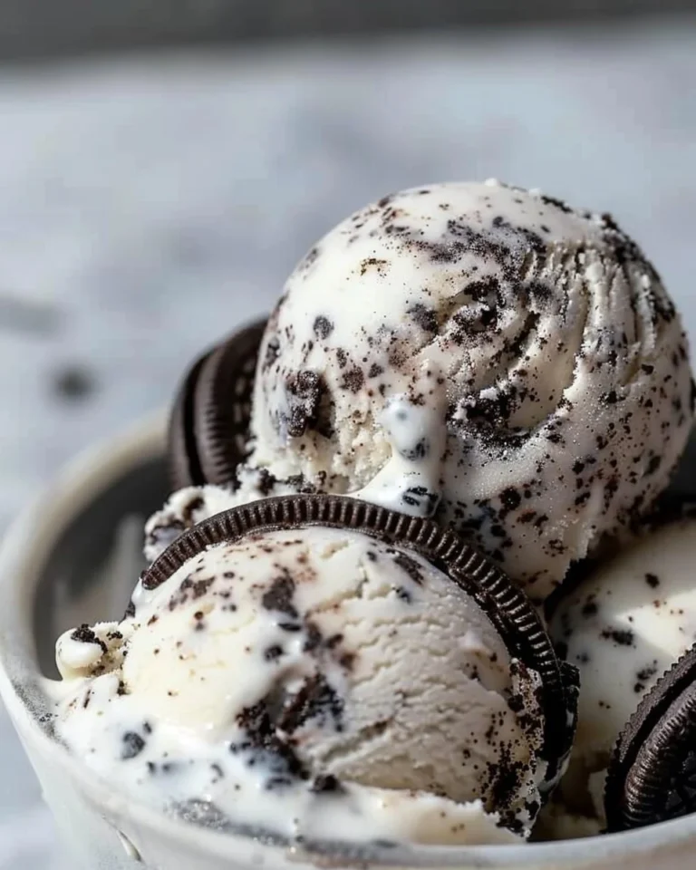 Delicious no-churn Oreo cookies ice cream in a bowl with crushed Oreos