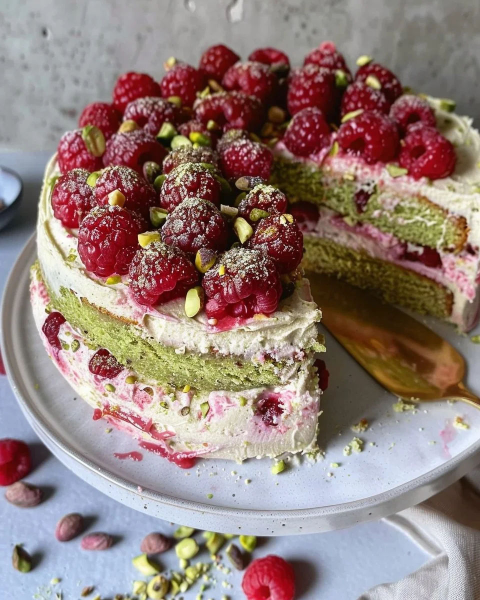 Pistachio Raspberry Cake