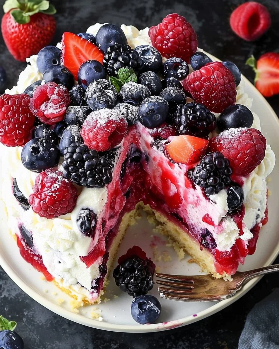 Summer Berry Poke Cake