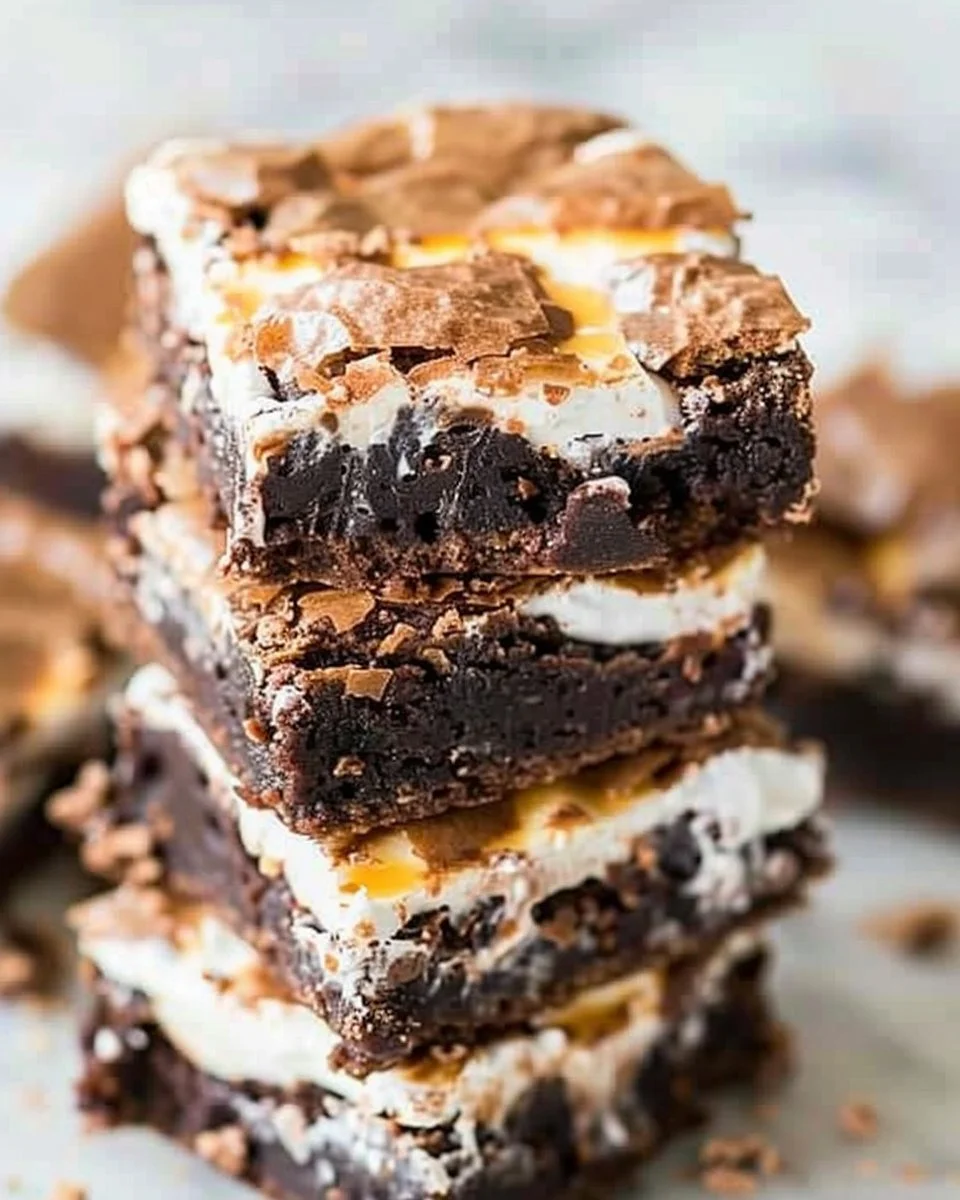 Decadent S'mores brownies with chocolate, marshmallows, and graham crackers
