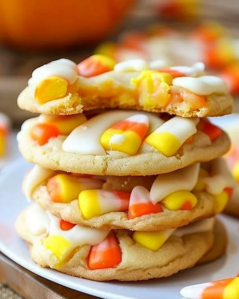 Easy 5-ingredient candy corn cookies for Halloween celebration.