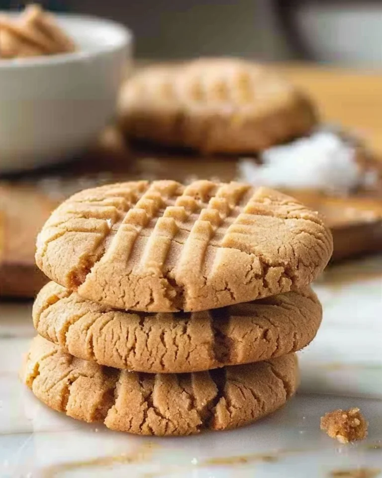 Freshly baked classic peanut butter cookies on a cooling rack.