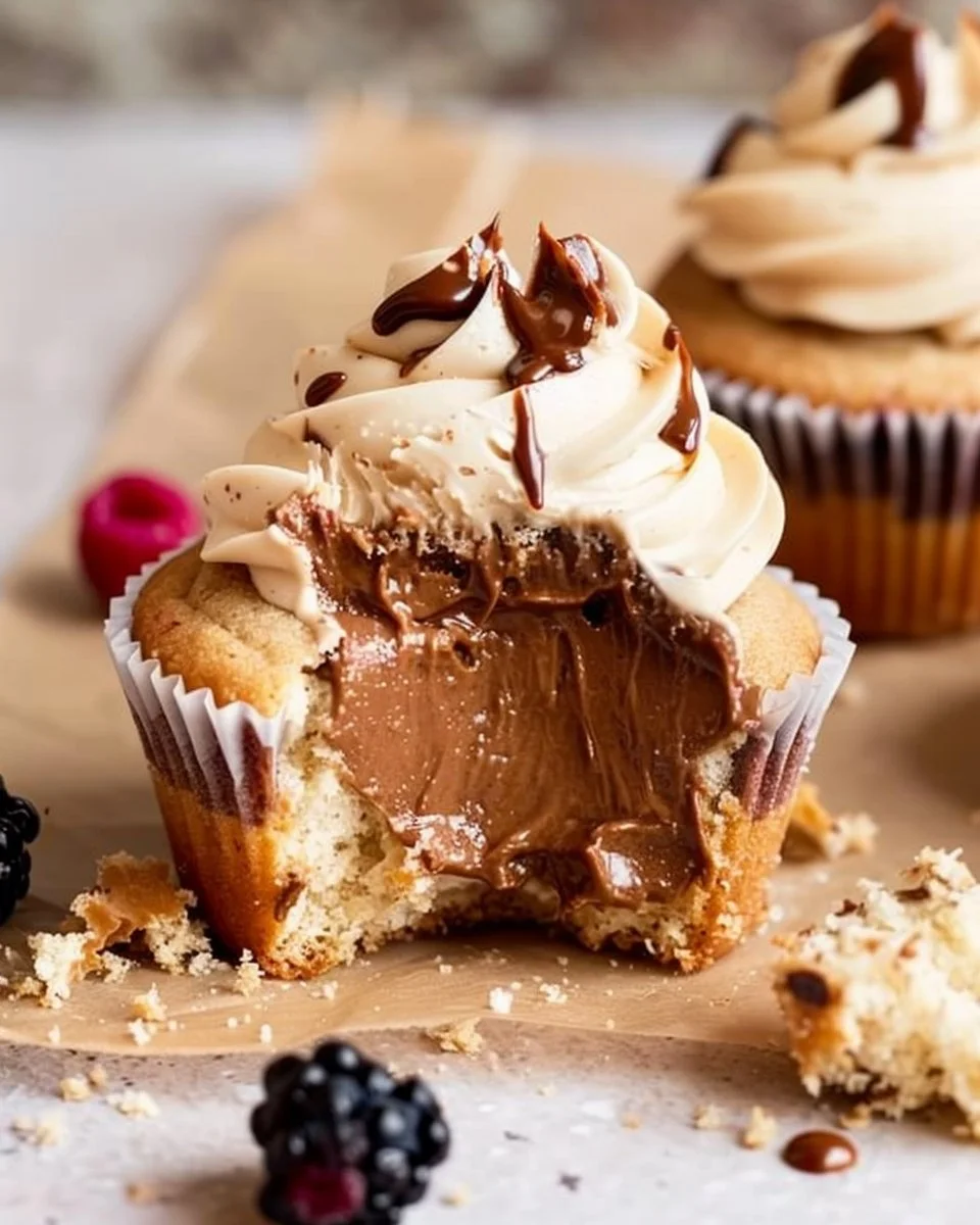 Delicious cookie butter cupcake topped with creamy frosting