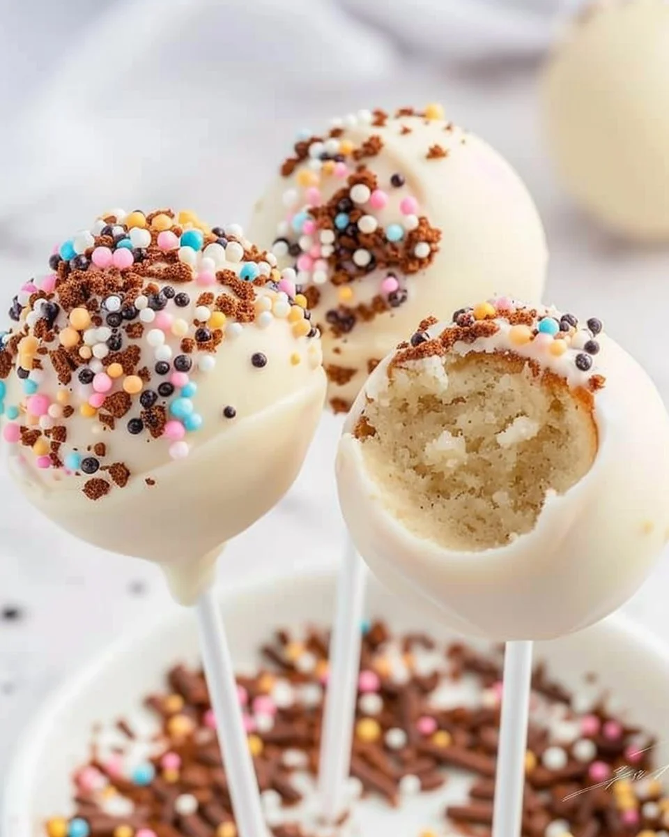 Delicious homemade Starbucks style cake pops on a white plate.